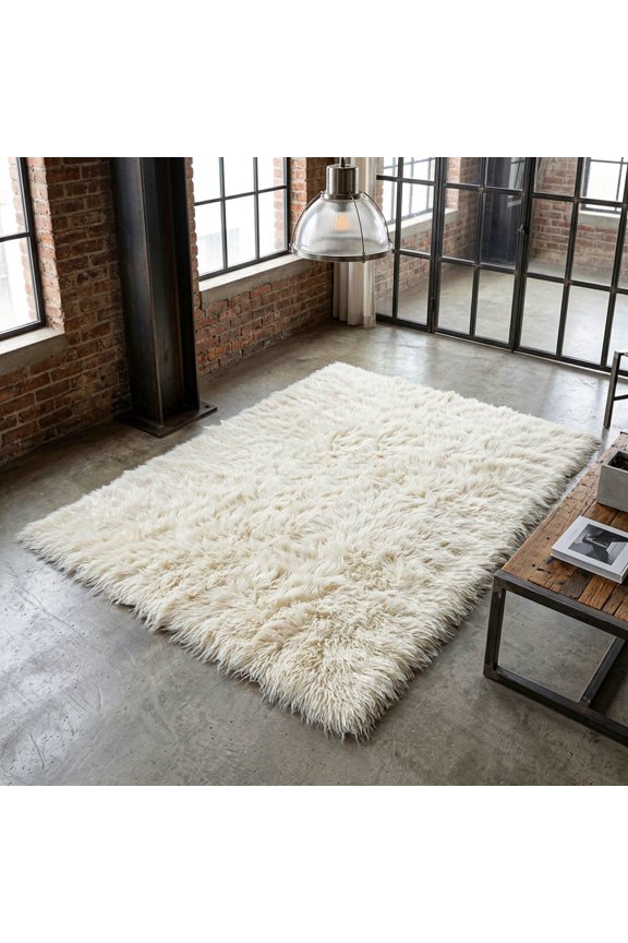 Stylish 6x9 Flokati Rug | Long 3” shag pile | 100% natural wool | Authentic Greek Flokati | Off White Area Rug