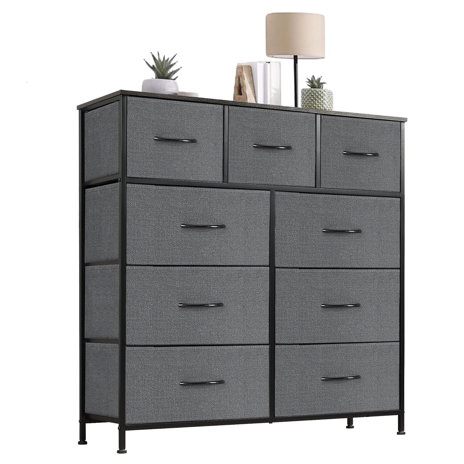 Stylish 9-Drawer Fabric Storage Dresser, Tall Chest of Drawers with ...