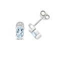 thumbnail image 1 of Stylish 9k White Gold Women Diamond Stud Earrings Brilliant Cut H - PK with Aquamarine - 9mm*4mm, 1 of 1