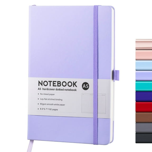 Stylish A5 Leather Notebook with Hardcover and Inner Pocket, 96 Ruled Pages of Superior Bleed-Resistant Paper, for Campus, Work, and Personal Journaling, Purple, By Harlik