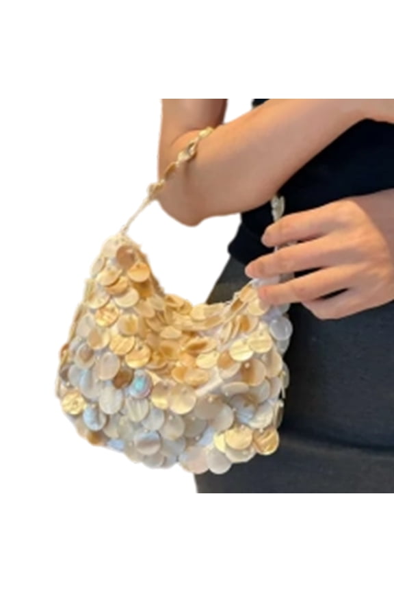 Stylish ABS Shell Purse With Handmade Beaded Detailing Luxury Top Handle Bag Beach Evening Handbag for Women