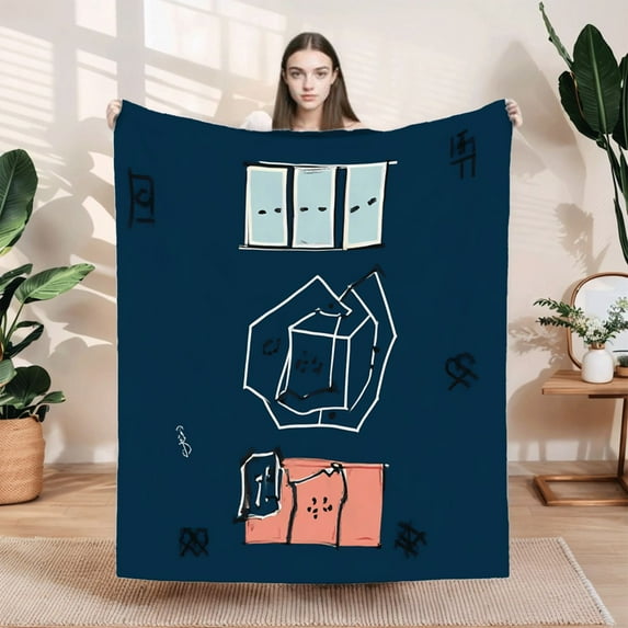 Stylish Abstract Flannel Blanket - Soft Cozy and Warm for Sofa Travel Bed and Chair - Perfect for Minimalist Decor