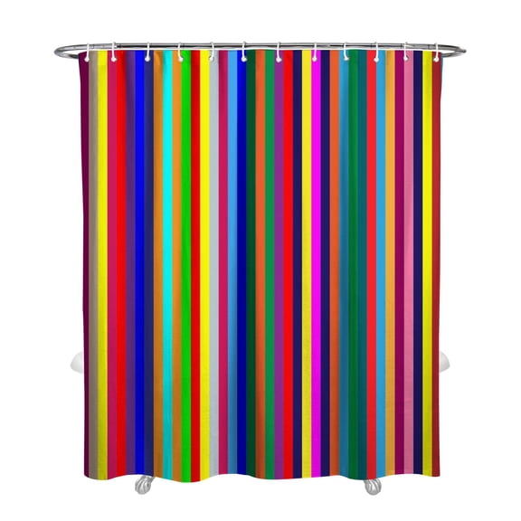Stylish Abstract Shower Curtain, Waterproof Bathroom Curtain with Plastic Hooks, Machine Washable Artistic Geometric Pop Art Rainbow Graffiti Design for Modern Retro Aesthetic Decor