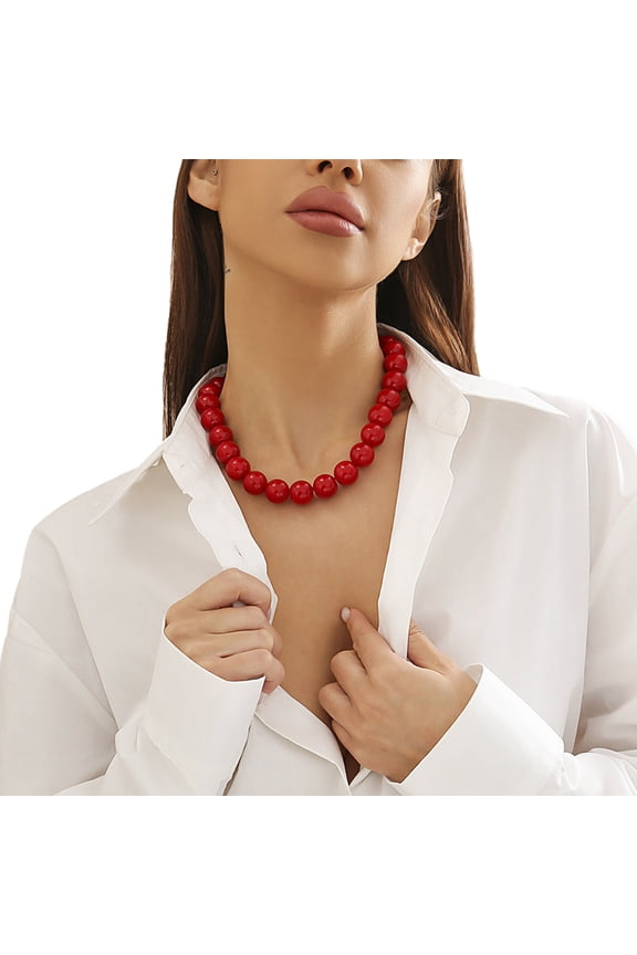Stylish Acrylic Beaded Necklace Beads Chain Necklace Handmade Beads Choker Acrylic Material Fashionable Neck Jewelry