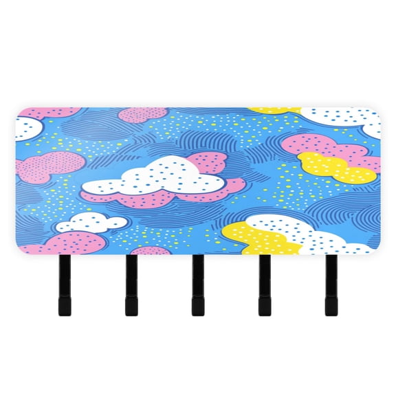 Stylish Acrylic Key Holder Wall Mount small shelf with hooks Decorative & Functional for Home Organization Abstract Cloud Pattern