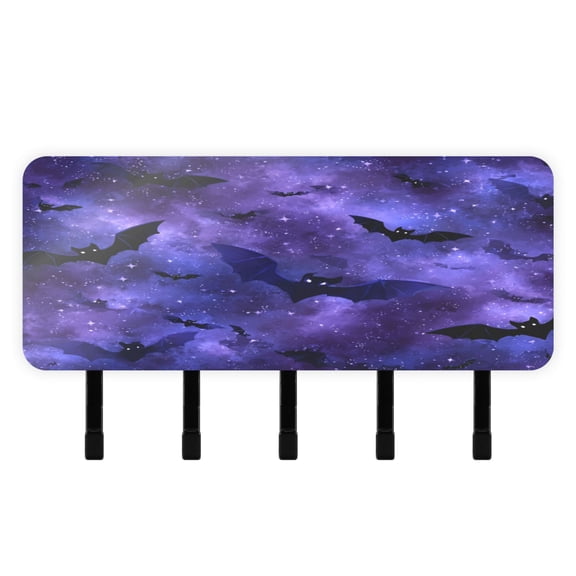 Stylish Acrylic Key Holder Wall Mount small shelf with hooks Decorative & Functional for Home Organization Bats in The Night Sky