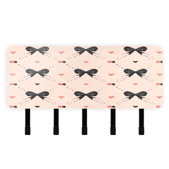 Stylish Acrylic Key Holder Wall Mount small shelf with hooks Decorative & Functional for Home Organization Black Bows Pattern