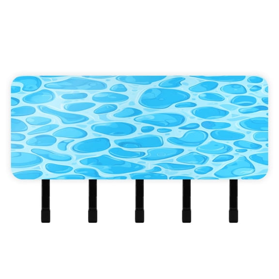 Stylish Acrylic Key Holder Wall Mount small shelf with hooks Decorative & Functional for Home Organization Blue Water Texture Pattern