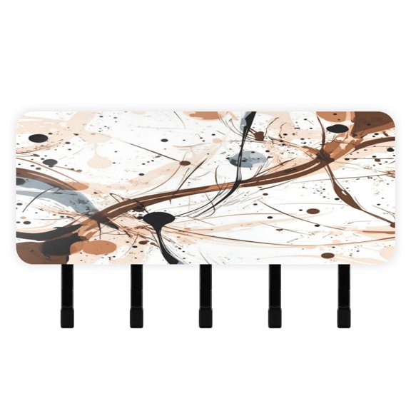 Stylish Acrylic Key Holder Wall Mount small shelf with hooks Decorative & Functional for Home Organization Brown and Beige Abstract Background