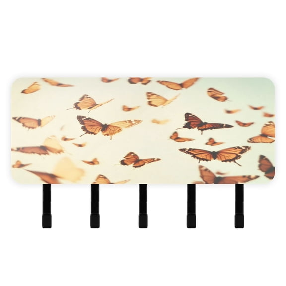 Stylish Acrylic Key Holder Wall Mount small shelf with hooks Decorative & Functional for Home Organization Butterflies Flying in The Air