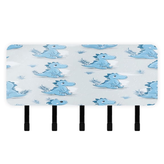 Stylish Acrylic Key Holder Wall Mount small shelf with hooks Decorative & Functional for Home Organization Cartoon Blue Dinosaurs