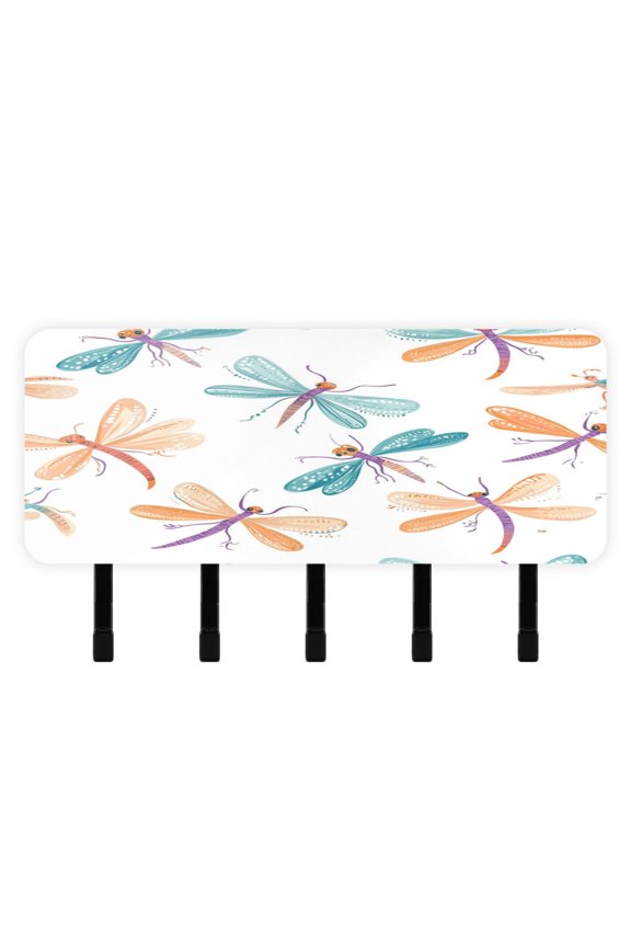 Stylish Acrylic Key Holder Wall Mount small shelf with hooks Decorative & Functional for Home Organization Cartoon Dragonflies Pattern