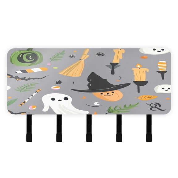 Stylish Acrylic Key Holder Wall Mount small shelf with hooks Decorative & Functional for Home Organization Cartoon Halloween Element