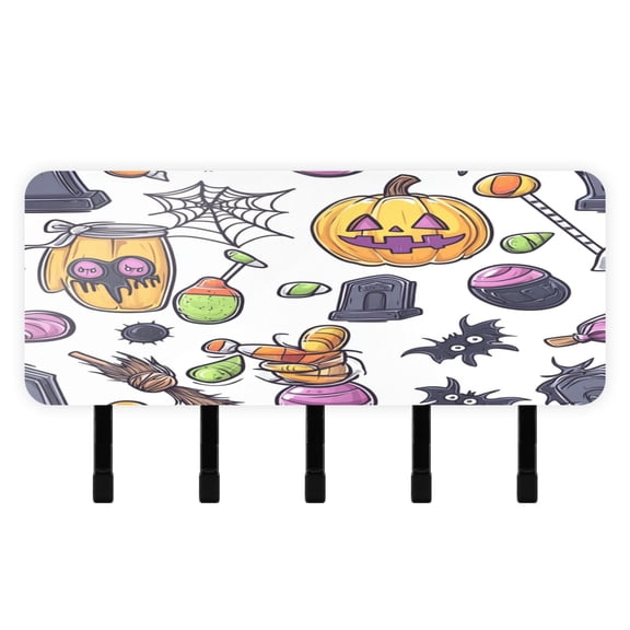 Stylish Acrylic Key Holder Wall Mount small shelf with hooks Decorative & Functional for Home Organization Cartoon Halloween Elemental