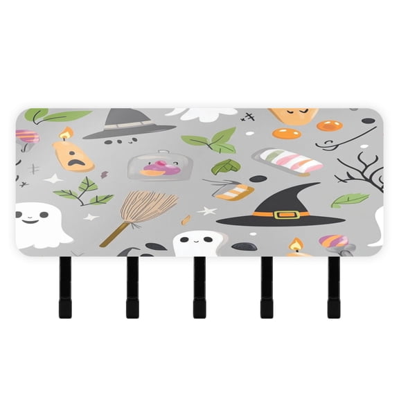 Stylish Acrylic Key Holder Wall Mount small shelf with hooks Decorative & Functional for Home Organization Cartoon Halloween Elements