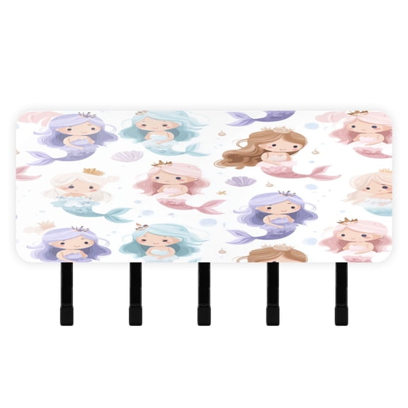Stylish Acrylic Key Holder Wall Mount small shelf with hooks Decorative & Functional for Home Organization Cartoon Mermaids