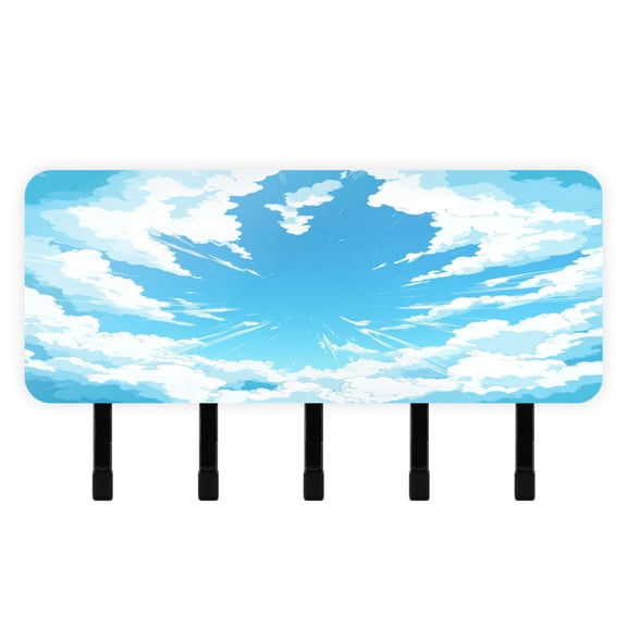 Stylish Acrylic Key Holder Wall Mount small shelf with hooks Decorative & Functional for Home Organization Cartoon Sky