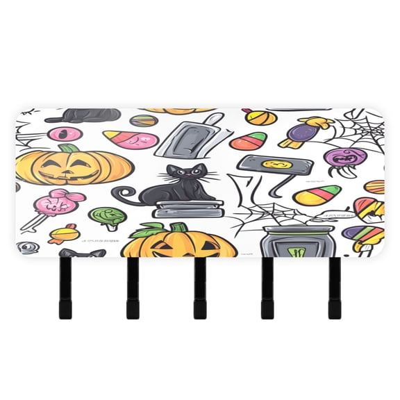 Stylish Acrylic Key Holder Wall Mount small shelf with hooks Decorative & Functional for Home Organization Cute Cartoon Halloween Icon