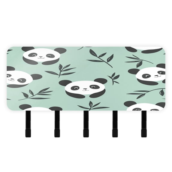 Stylish Acrylic Key Holder Wall Mount small shelf with hooks Decorative & Functional for Home Organization Cute Pandas