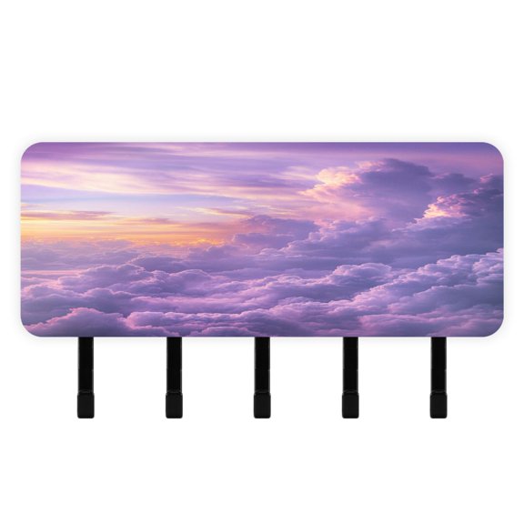 Stylish Acrylic Key Holder Wall Mount small shelf with hooks Decorative & Functional for Home Organization Fluffy Clouds