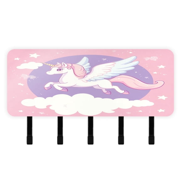 Stylish Acrylic Key Holder Wall Mount small shelf with hooks Decorative & Functional for Home Organization Flying Unicorn with Wings