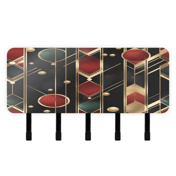 Stylish Acrylic Key Holder Wall Mount small shelf with hooks Decorative & Functional for Home Organization Geometric Shapes and Bold Lines