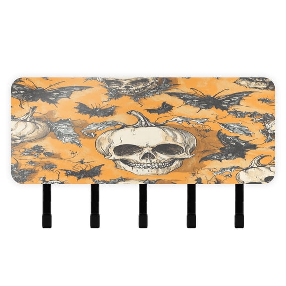 Stylish Acrylic Key Holder Wall Mount small shelf with hooks Decorative & Functional for Home Organization Halloween-themed Skull