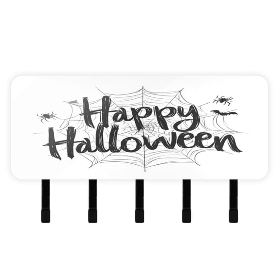 Stylish Acrylic Key Holder Wall Mount small shelf with hooks Decorative & Functional for Home Organization Happy Halloween with Spider Web