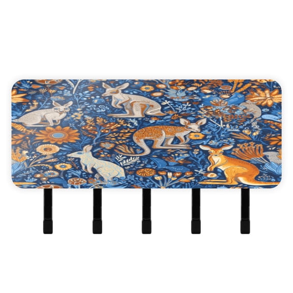 Stylish Acrylic Key Holder Wall Mount small shelf with hooks Decorative & Functional for Home Organization Kangaroos and Koalas Animals