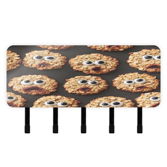 Stylish Acrylic Key Holder Wall Mount small shelf with hooks Decorative & Functional for Home Organization Oatmeal Cookies