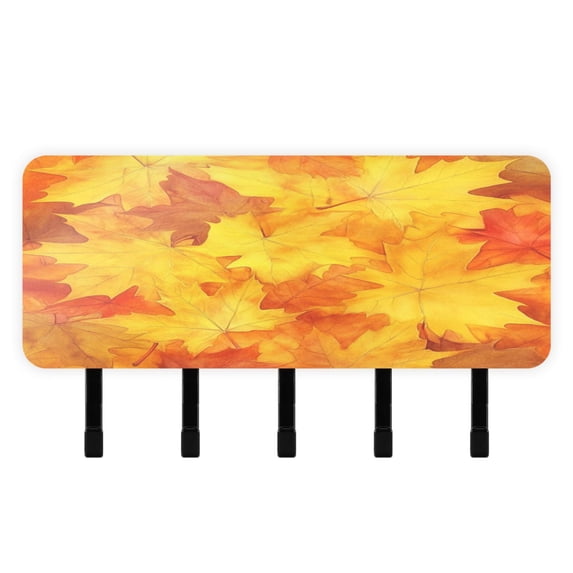 Stylish Acrylic Key Holder Wall Mount small shelf with hooks Decorative & Functional for Home Organization Orange Maple Leaves