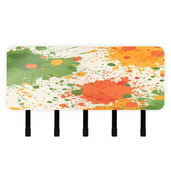 Stylish Acrylic Key Holder Wall Mount small shelf with hooks Decorative & Functional for Home Organization Paint Splatter Pattern