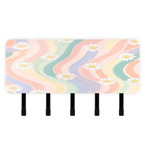 Stylish Acrylic Key Holder Wall Mount small shelf with hooks Decorative & Functional for Home Organization Pastel Rainbow Colors Pattern