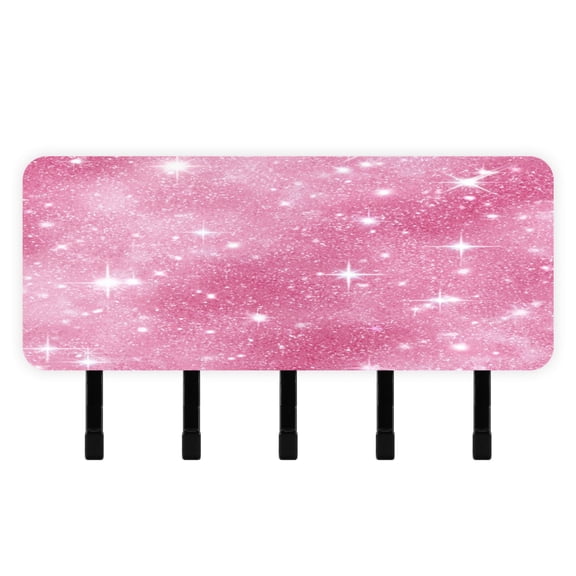 Stylish Acrylic Key Holder Wall Mount small shelf with hooks Decorative & Functional for Home Organization Pink Glitter Background