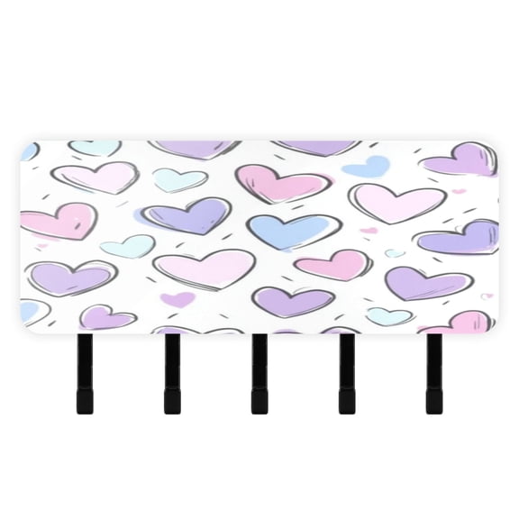 Stylish Acrylic Key Holder Wall Mount small shelf with hooks Decorative & Functional for Home Organization Pink and Purple Hearts