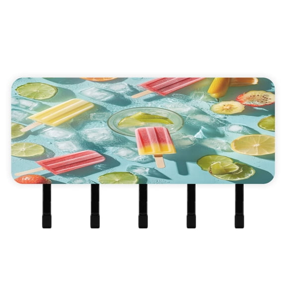 Stylish Acrylic Key Holder Wall Mount small shelf with hooks Decorative & Functional for Home Organization Popsicles and Fruit Slices