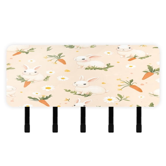 Stylish Acrylic Key Holder Wall Mount small shelf with hooks Decorative & Functional for Home Organization Small Rabbits and Carrots