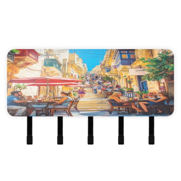 Stylish Acrylic Key Holder Wall Mount small shelf with hooks Decorative & Functional for Home Organization Street Scene