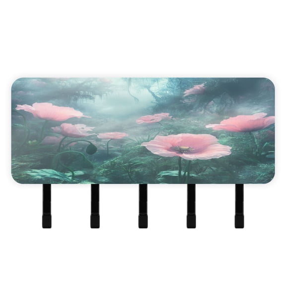 Stylish Acrylic Key Holder Wall Mount small shelf with hooks Decorative & Functional for Home Organization Surreal Garden