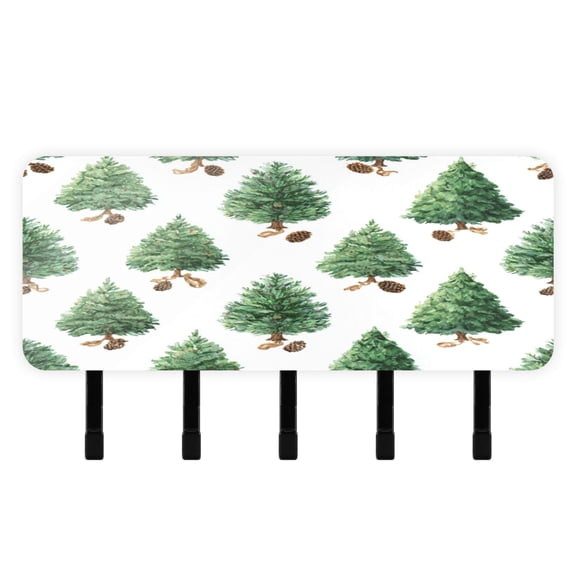 Stylish Acrylic Key Holder Wall Mount small shelf with hooks Decorative & Functional for Home Organization Watercolor Green Christmas Tree
