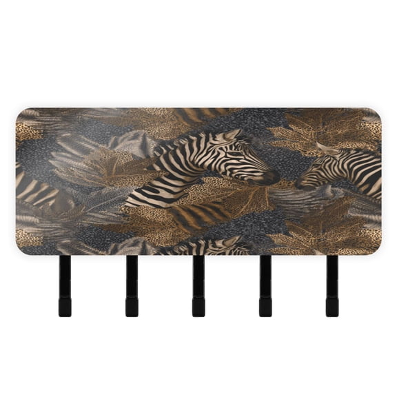 Stylish Acrylic Key Holder Wall Mount small shelf with hooks Decorative & Functional for Home Organization Zebra Print
