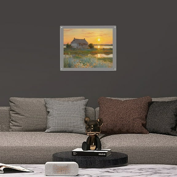 Stylish Acrylic Picture Frame, Wall-Mounted, 20x16in Clear Design with Smooth Edges and Pre-Drilled Holes for Easy Installation and Display