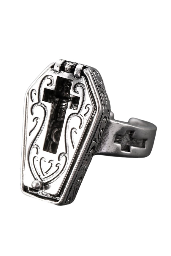 Stylish Adjustable Coffin Crosses Rings Versatile Coffin Rings For Everyday Wear And Special Event