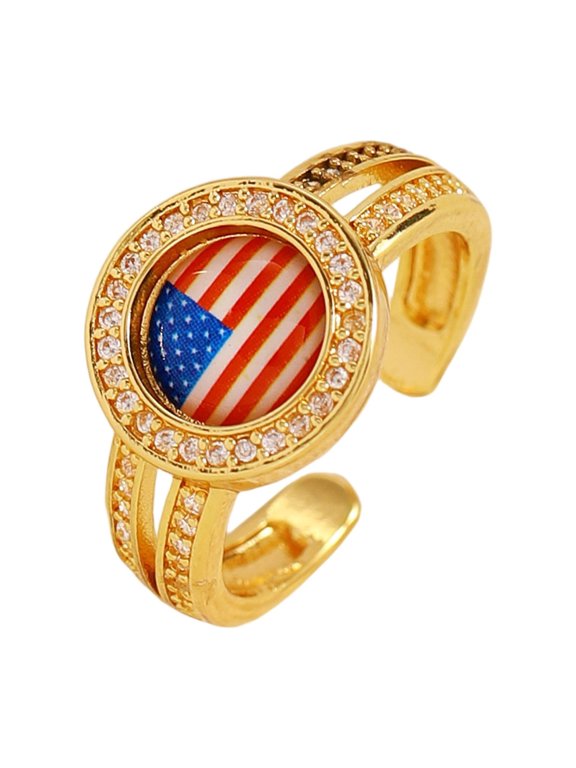 Stylish Alloy Americans Flag Open Rings Adjustable Size Unisex Accessory Independence Day Accessories