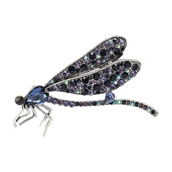 Stylish Alloy Dragonflies Brooch with Rhinestones Lapel Pin Perfect for Enhancing