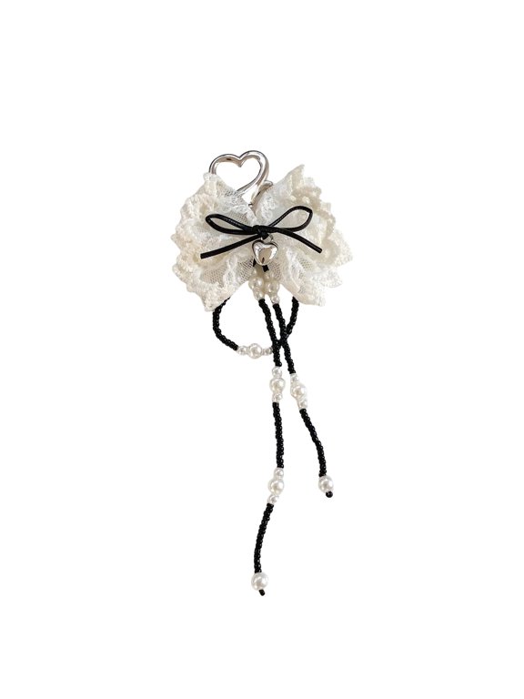 Stylish Alloy Heart Bowknot Keychain With Lace Detailing And Fringe For Handbag Purse Accessory Bag Decoration