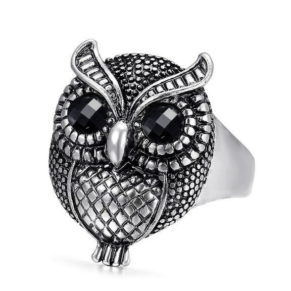 Stylish Alloy Owl Ring for Men and Women - Simple Fashion Statement Piece, Black and Red