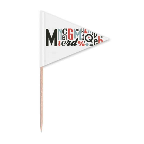 Stylish Alphabets Quote Handwrite Toothpick Triangle Cupcake Toppers Flag