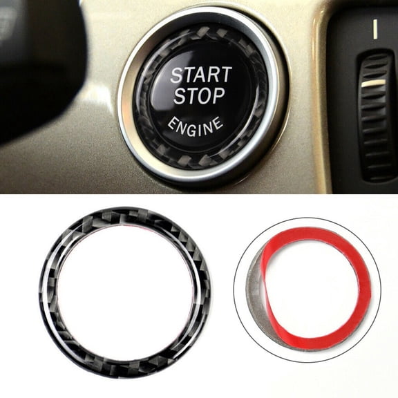 Rooha Stylish And Chic Black Carbon Fiber Engine Start Stop Button Ring Trim For Bmw E90 E92 E93 Protects Surface And Adds Class