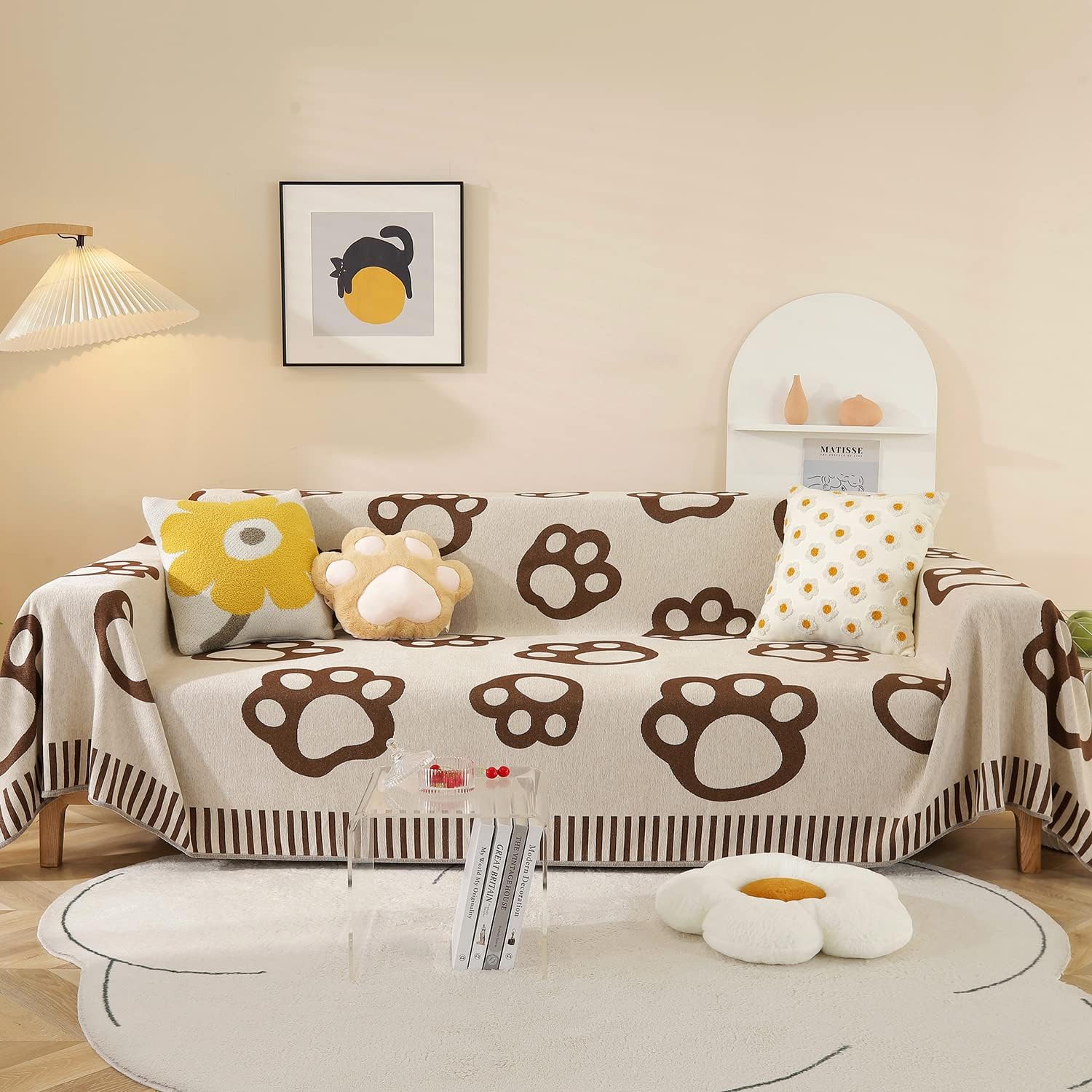 Stylish And Functional Couch Cover In Paw Print Design Protect Your